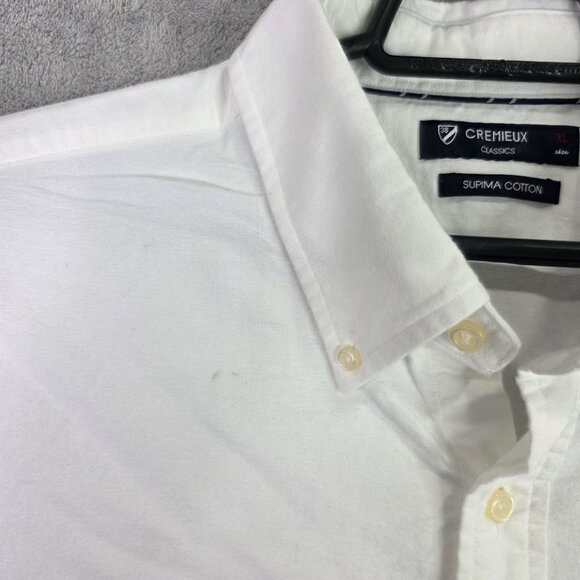 Mens Cremeux Classics White Shirt Short Sleeve Button Down Supima Cotton Size XL - Picture 2 of 9